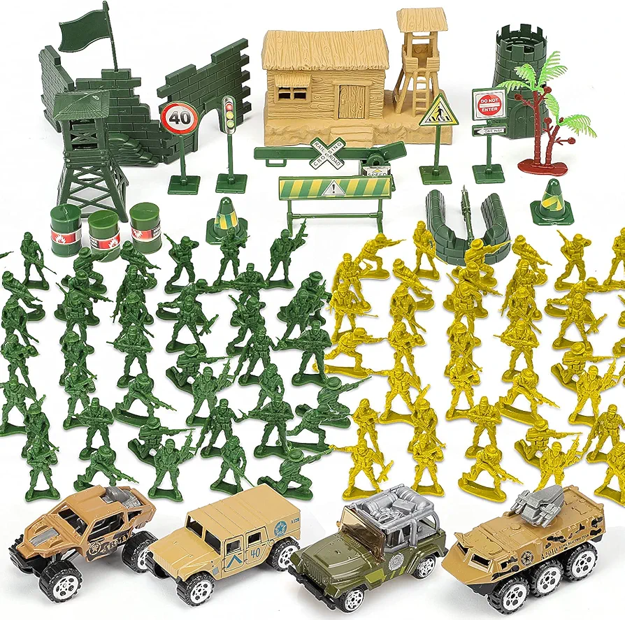 TOY Life 95 PCS Army Men, Army Toys, Toy Soldiers for Boys, Plastic Army Men Action Figures, Military Toys, Green Army Men Playset, Soldier Toys, Army Guys, Army Action Figures, Toy Army Men