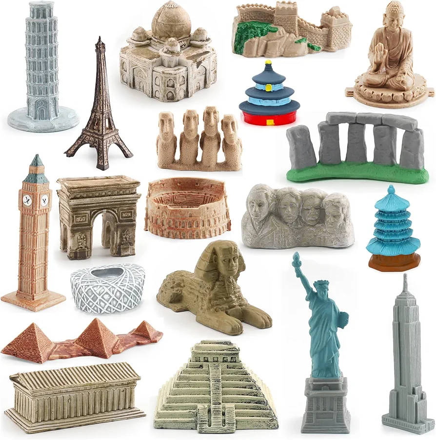 ONEST 20 Pieces Mini World Building Model Playsets Famous Architecture Figurines Toys for Boys and Girls