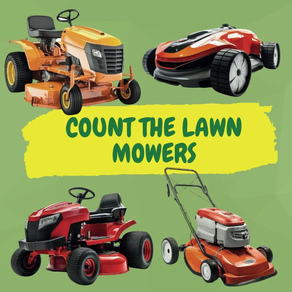 Count the Lawn Mowers: A Fun Picture Puzzle Book for Kids, Boys and Girls