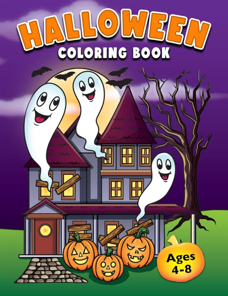 Halloween Coloring Book: For Kids Ages 4-8 with Spooky Cute Halloween Designs to Colour for Boys and Girls (Coloring Books for Kids)