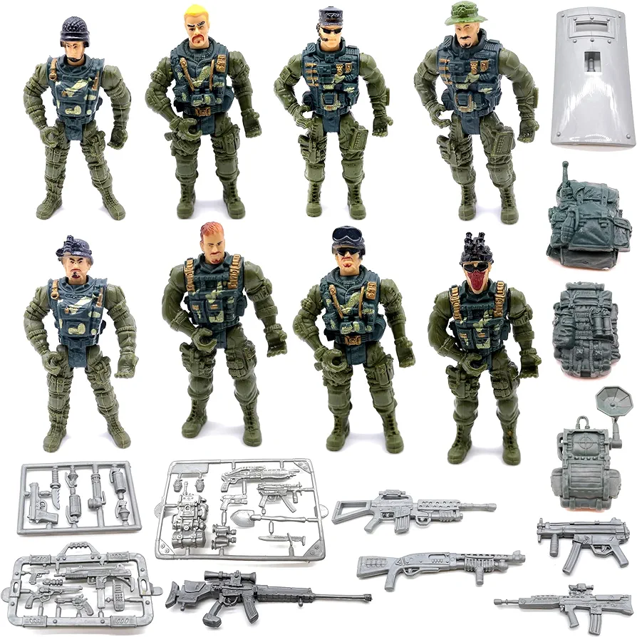 Action Figures Army Men Soldiers Toys 8 Pack Military Toy Playset Realistic Accessories