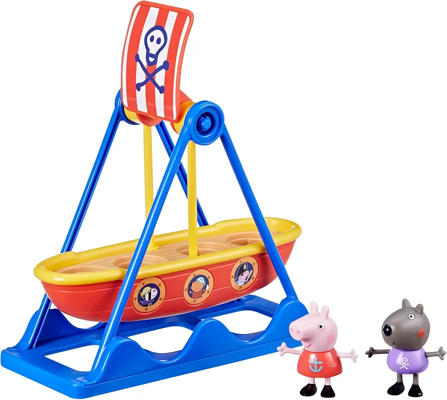 Peppa Pig Toys Peppa's Pirate Ride Playset with Swinging Pirate Ship and 2 Figures, Preschool Toys for 3 Year Old Girls and Boys and Up