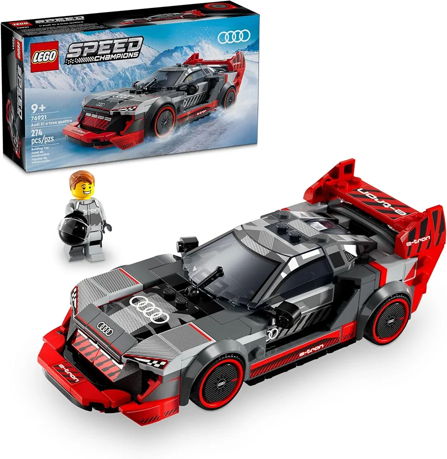 LEGO Speed Champions Audi S1 e-tron quattro Race Car Toy Vehicle, Buildable Audi Toy Car Model for Kids, Red Toy Car for Build and Display, Gift Idea for Boys and Girls Aged 9 Years Old and Up, 76921