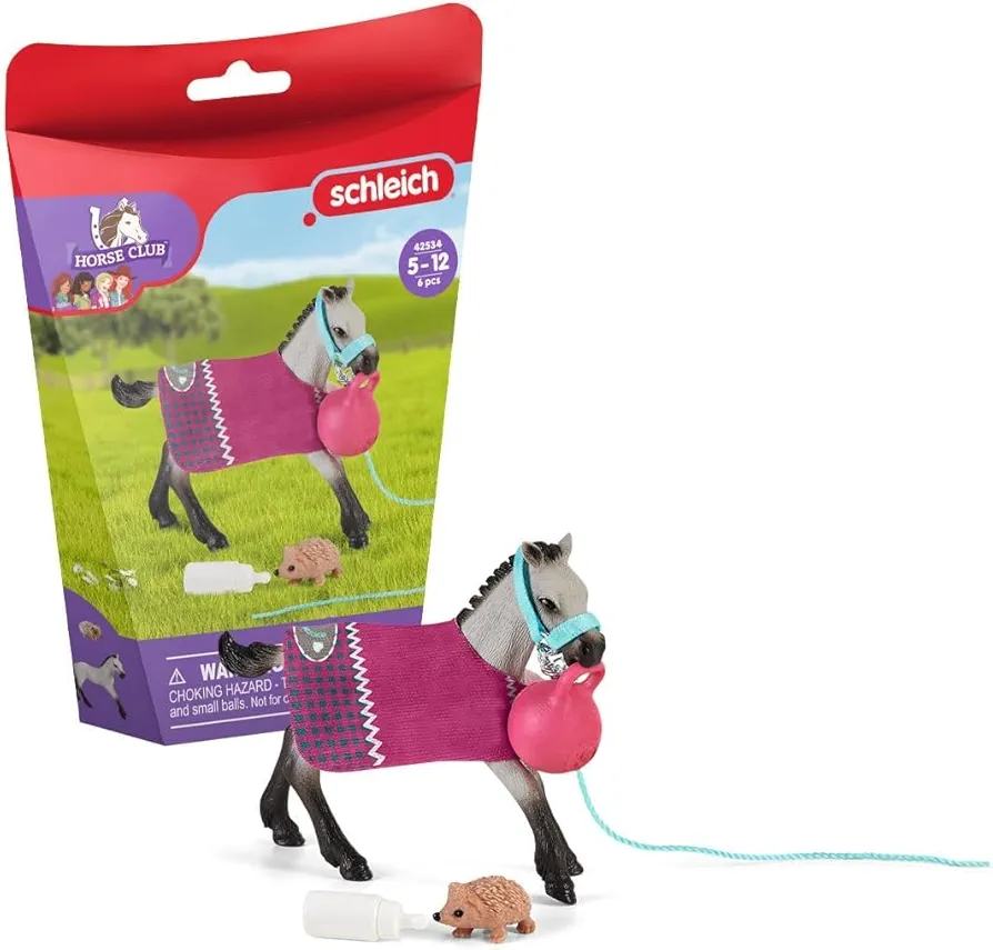 Schleich Horse Club Playful Foal Horse Playset - Authentic Toy Figure with Removable Blanket, Bottle, and Ball Accessories, Fun and Imaginative Play for Boys and Girls, Gift for Kids Ages 5+