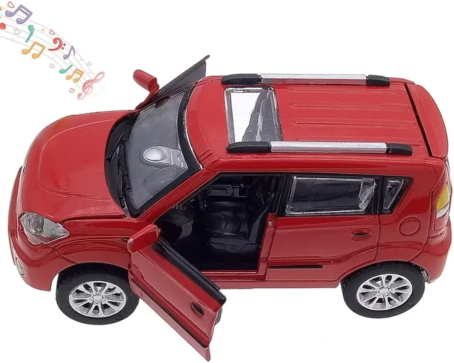 Car Toys for 3 4 5 6 7 Year Old Boys Kia Soul Toy Cars for Boys Age 3-8 Diecast Metal Car Models with Light and Sound, Pull Back Toy Cars Gift for Kids Red