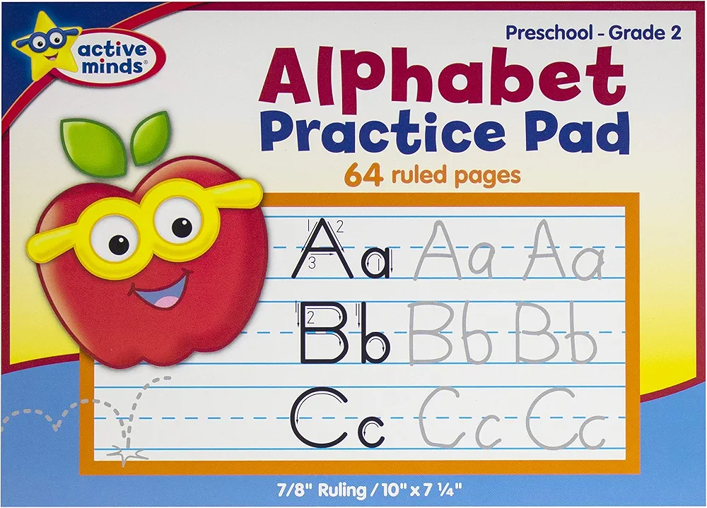 Active Minds - Alphabet Handwriting Practice Pad / Workbook for Kids – Great for Preschool, Kindergarten, and 1st Grade