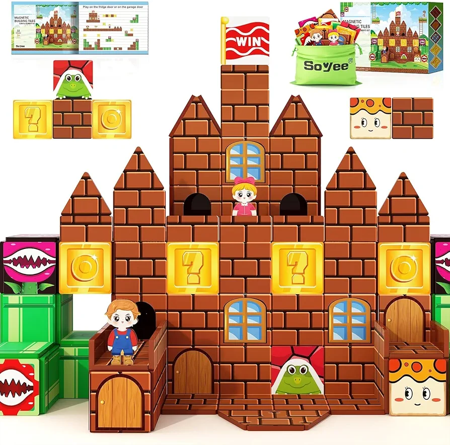 Magnetic Tiles Toddler Kids Toys Construction Building Toys Pretend Play Magnetic Blocks for Kids 3+ Toddler Kids Preschool Learning Toys for Boys Girls