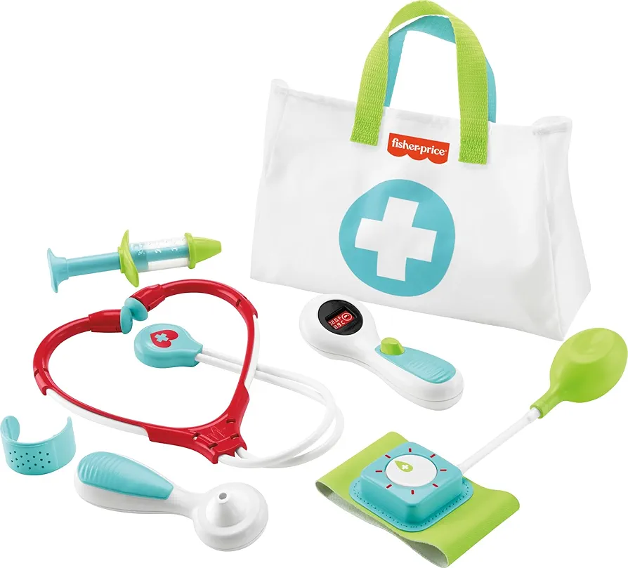 Fisher-Price Doctor Playset Medical Kit 7-Piece Toy for Dress Up and Preschool Pretend Play Ages 3+ Years