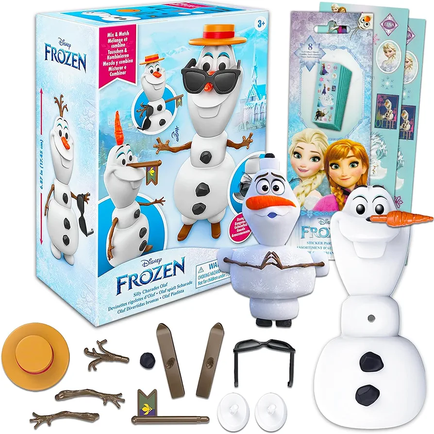 Frozen Toys for Girls Age 4-7 - Bundle with Customizable Olaf Figure Toy with Accessories Plus Stickers | Disney Frozen Playset for Kids