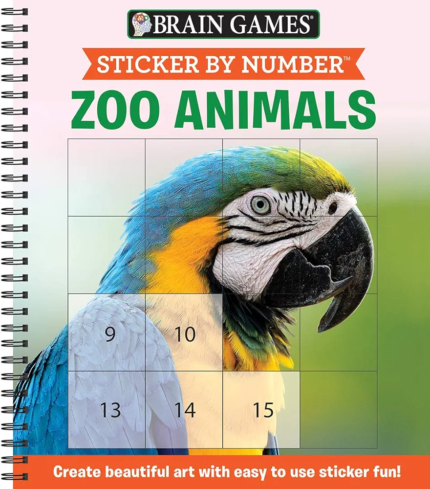 Brain Games - Sticker by Number: Zoo Animals (Easy - Square Stickers): Create Beautiful Art With Easy to Use Sticker Fun!