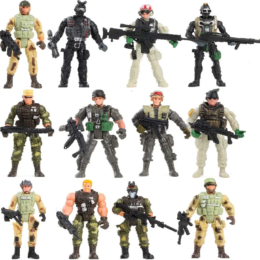 US Army Men and SWAT Team Toy Soldiers Action Figures Playset with Military Weapons Accessories,Military Soldier Playset Military Figures Army Men Soldiers Toy for Kids Boys Gift,12Pcs