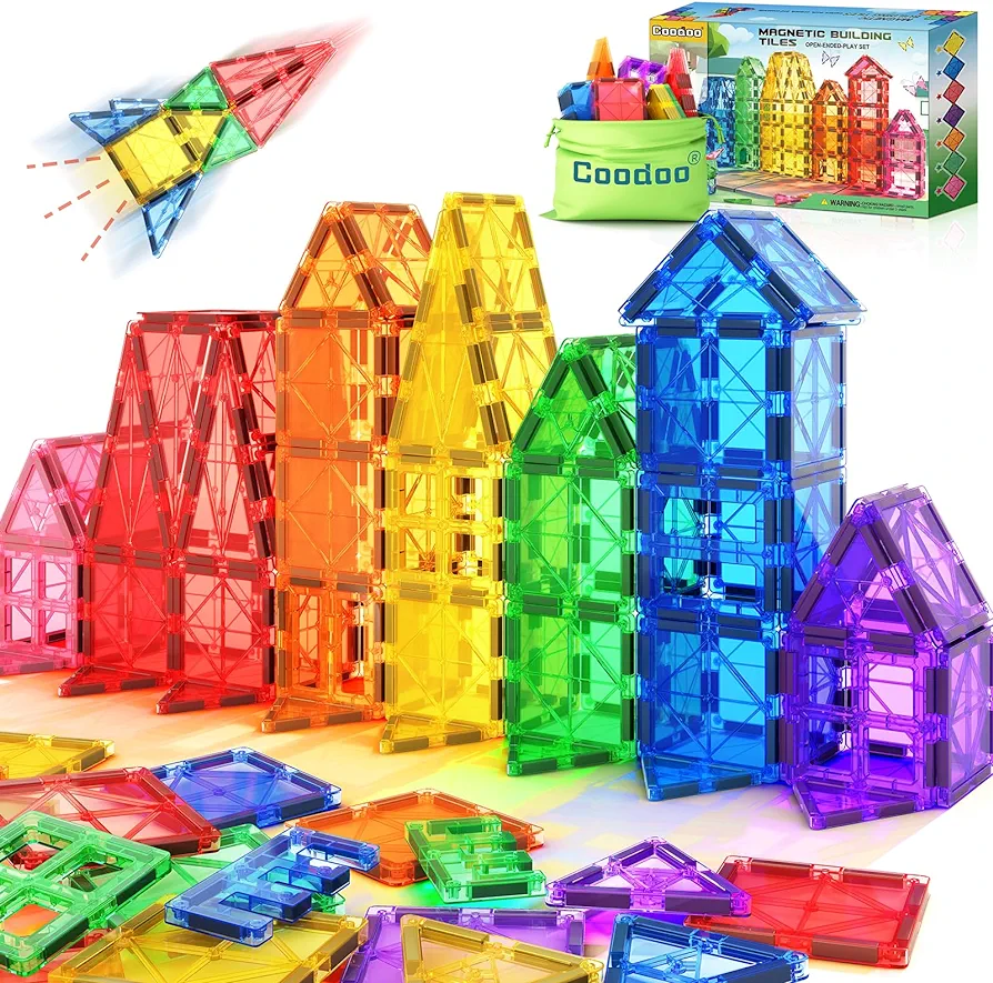 Kids Toys Magnetic Tiles Starter Set Classroom Must Haves, Magnetic Blocks for Toddlers Magnet Building Toys Preschool Montessori Learning Games for 3+ Year Old Boys & Girls