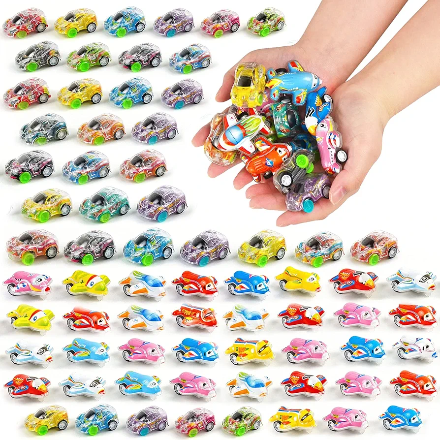 Vileafy 70 Bulk Mini Cars and Planes for Kids 4-8 Years Old, Mini Vehicles Set for Classroom Prizes, Treasure Box Toys, Goodie Bags Fillers, Carnival Prizes, and Birthday Return Party Favors