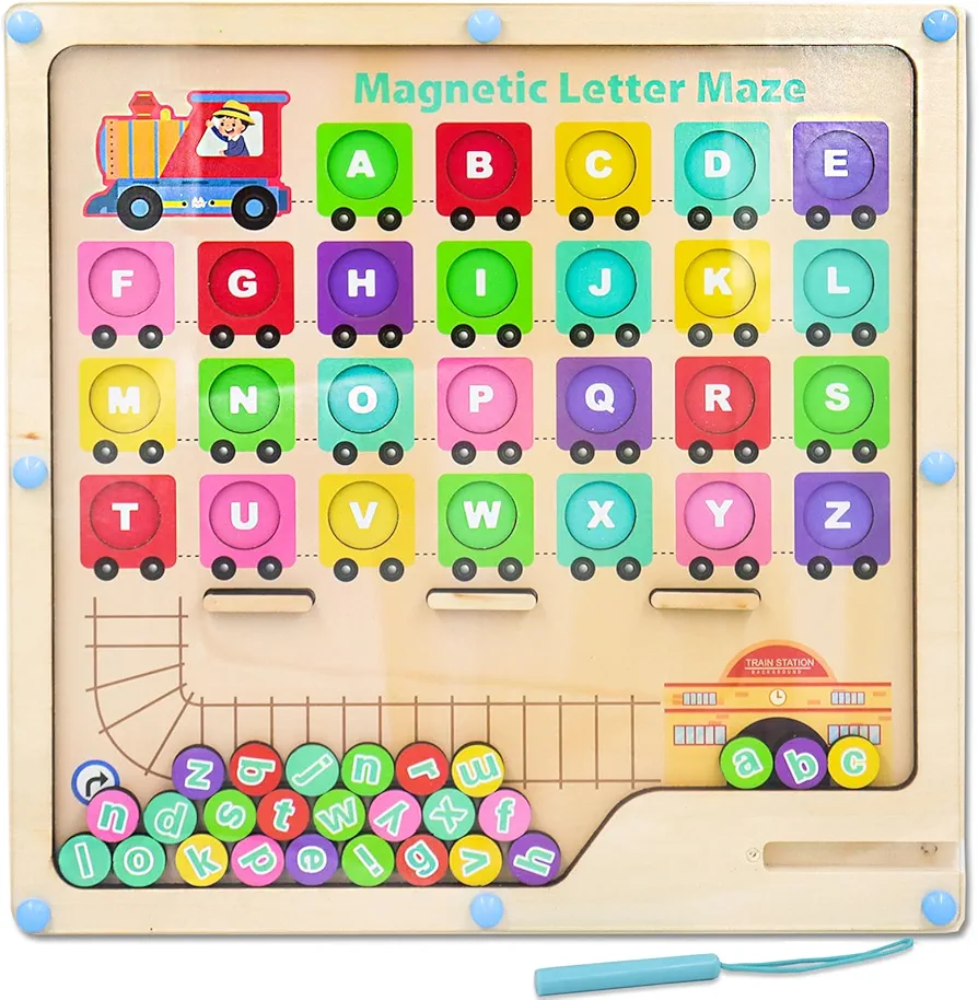 Magnetic Alphabet Maze Letter Puzzle - Montessori Fine Motor Skills Toys for Girls Boys,Education Toys for Preschool Learning Activities,Travel Toys Gifts for Toddler