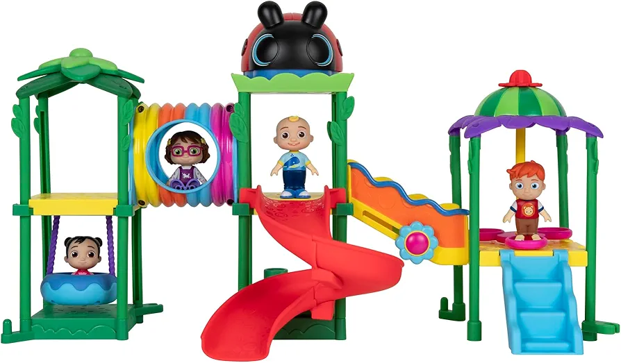 CoComelon Lane Climb & Rhyme Playground Playset - Lights, Sounds, and Song Clips - 3-inch JJ, Cece, Bella, and Nico Articulated Figures, 15-inch Modular Playground - Toys for Kids and Preschoolers