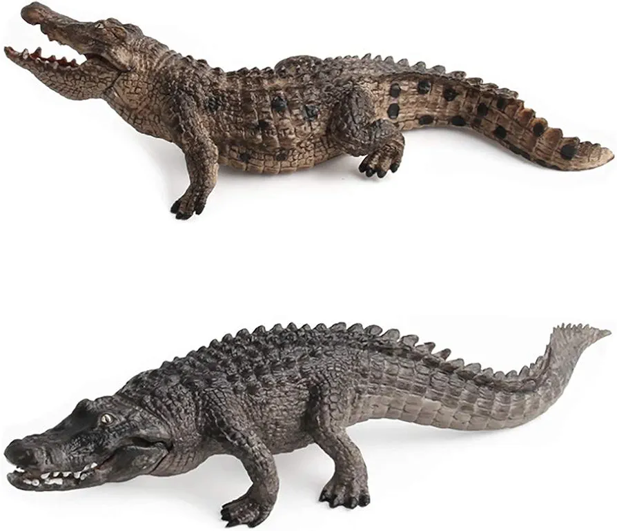 2 Pcs Simulated Crocodiles Model Figure Toy, Realistic Alligator Figurines Collection Playset Science Educational Props