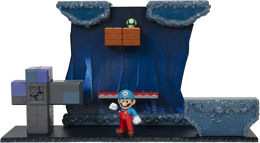 Super Mario Underground playset with Ice Mario Action Figure includes 5 Interactive Environment Pieces