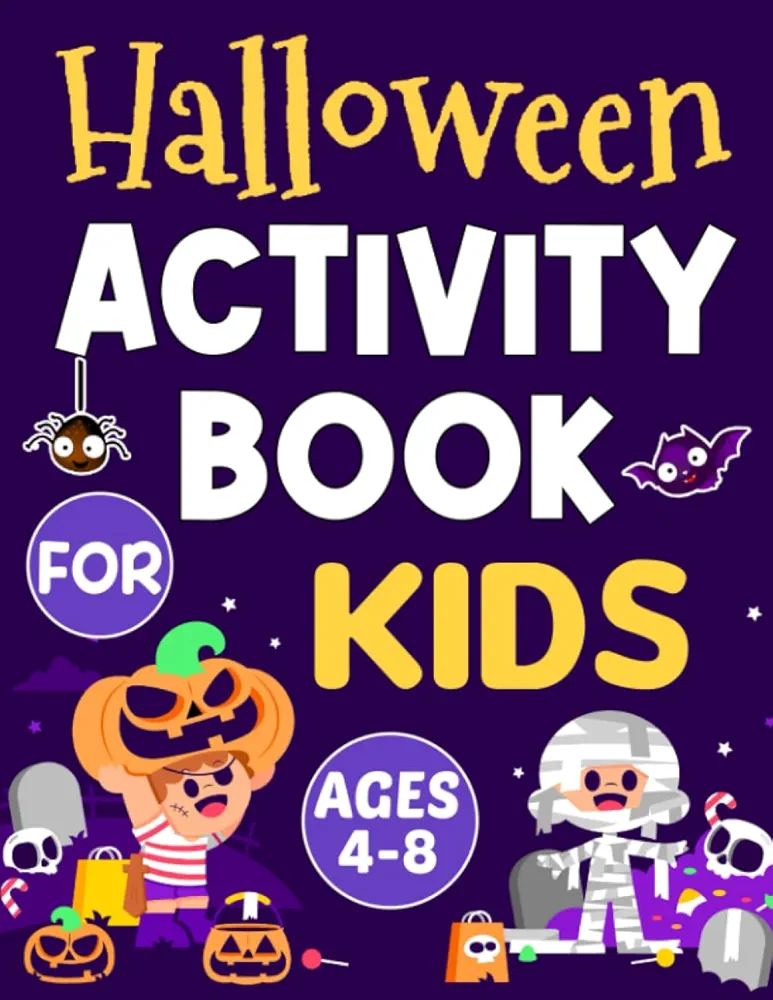 Halloween Activity Book for Kids Ages 4-8 Years Old: Fun Halloween Puzzle Book For kids. Over 80 Mixed Puzzles Includes Spot the Difference, Mazes, ... To Trace,Coloring Pages and Much More.