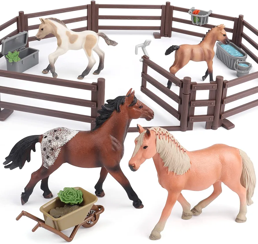 PREBOX Horse Toys for Girls and Boys - Gift Ideas and Birthday Presents for Kids 4-6 6-12, Farm Animals and Horse Figurines for Spirit of Adventure