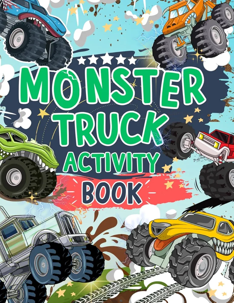 Monster Truck Activity Book: A Fun Monster Truck Themed Activity and Coloring Book For Kids: Includes Word Searches, Dot To Dot, Crosswords, Mazes And More! | Ideal For Kids Ages 4,5,6,7,8,9,10,11,12