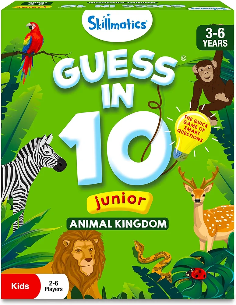 Skillmatics Card Game - Guess in 10 Junior Animals for Kids, Boys, Girls Who Love Board Games and Educational Toys, Travel Friendly for Ages 3, 4, 5, 6