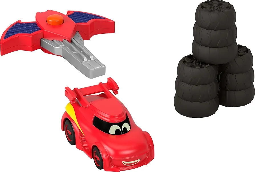 Fisher-Price DC Batwheels 1:55 Scale Toy Race Car Redbird Launching Vehicle with Crash Accessories for Ages 3+ Years