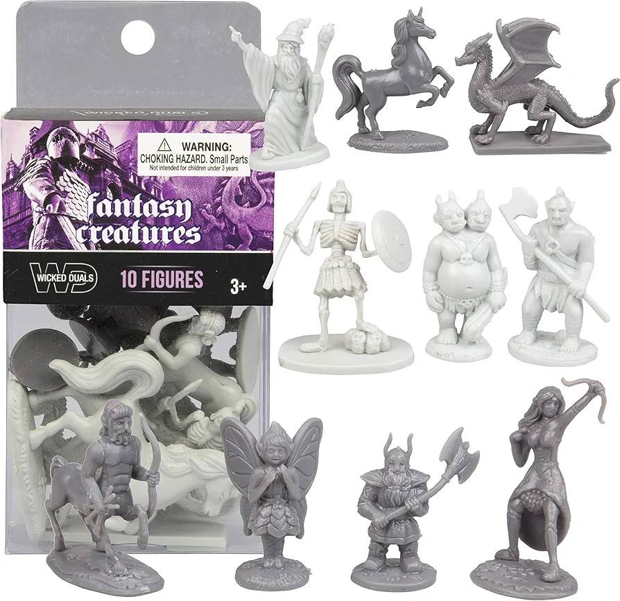 SCS Direct Fantasy Creatures Action Figure Playset 10 pcs - Monster Battle Toy Collection (includes Dragons, Wizards, Orcs, and More) - Perfect for Roleplaying(RPG) and D&D Dungeons Dragons Gaming