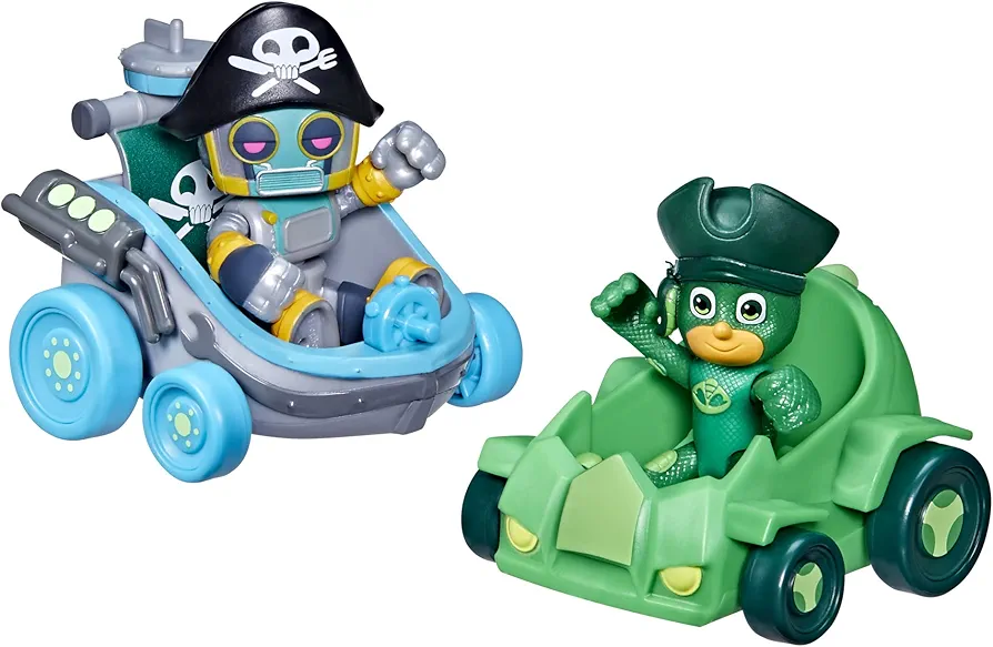 PJ Masks Pirate Power Gekko vs Pirate Robot Battle Racers Preschool Toy, Vehicle and Action Figure Set for Kids Ages 3 and Up