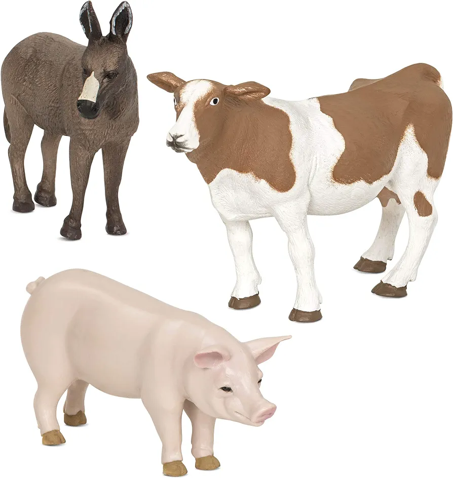 Terra by Battat – Animal Toys for Kids – 3 Farm Animal Figurines – Realistic Animal Playset – Pig, Donkey, Cow – 3 Years + – Farm Animals - Pig, Donkey, Cow