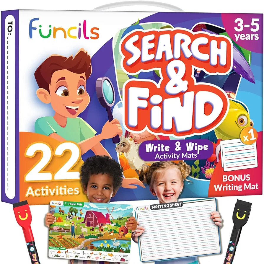 Search and Find for Kids & Toddlers - Preschool Learning Activity Book, Art and Craft Supplies, Seek Find Games, Birthday Gifts for Girls & Boys, Educational Toys for Ages 3, 4, 5, 6 Year Old