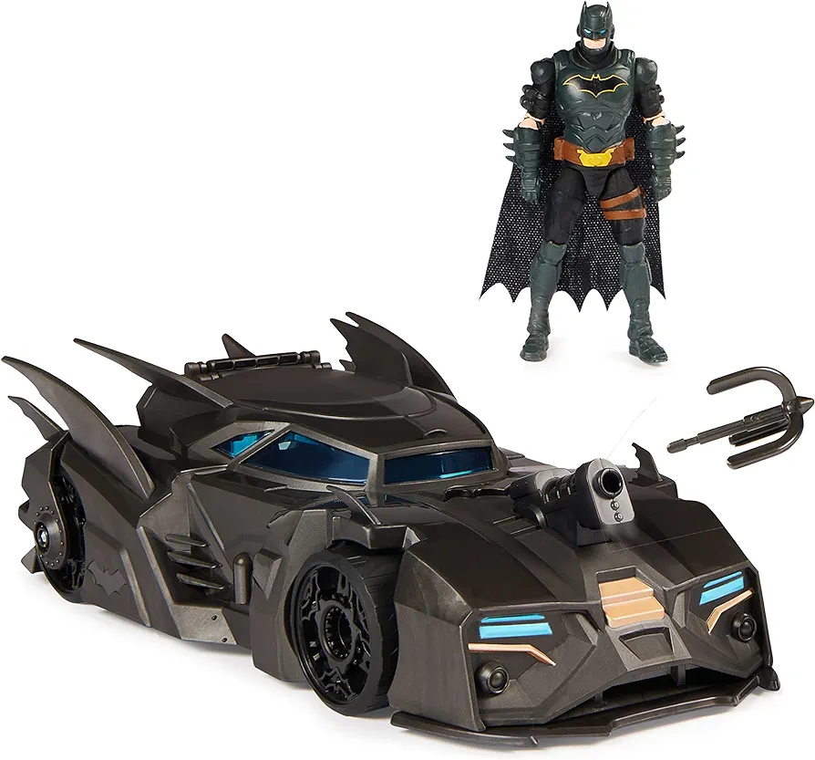 DC Comics, Crusader Batmobile Playset with Exclusive 4-inch Batman Figure, 3 Super-Villain Paper Figures, Kids Toys for Boys and Girls Ages 4+