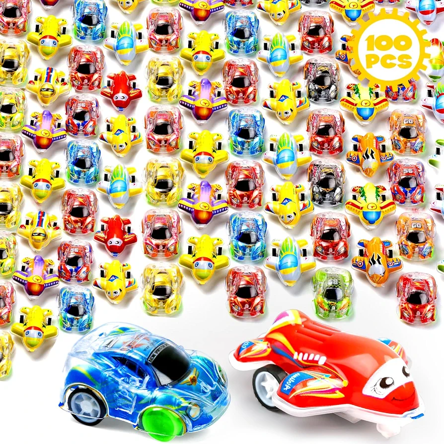 100 Pcs Toy Cars Mini Pull Back Cars, Party Favors for Kids, Small Racing Car Carnival Prizes Classroom Rewards, Pinata Stocking Goodie Bag Stuffers Birthday Toys for Girls Boys Toddler