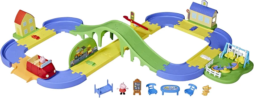 Peppa Pig All Around Peppa’s Town Playset with Car Track, Preschool Toys, Toys for 3 Year Old Girls and Boys and Up