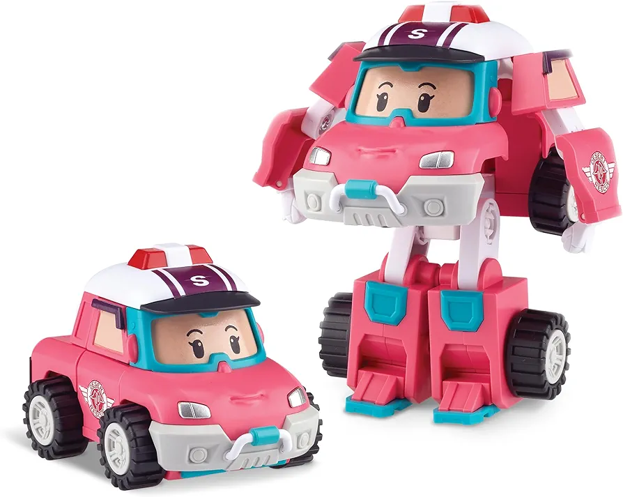 Robocar Poli Sandy Transforming Robot, 4" Transformable Action Toy Figure Vehicle, Emergency Vehicle Playset, Holiday Birthday Rescue Car Toys Gift for Boys Girls Age 1 2 3 4 5