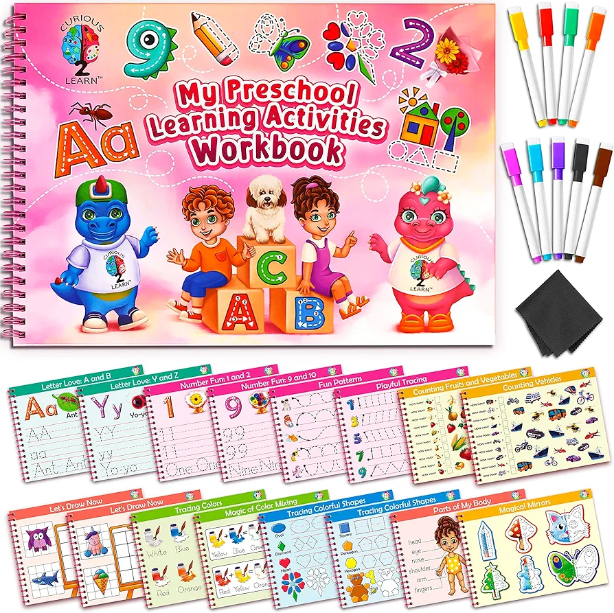 Preschool Learning Activities Workbook | Tracing Kindergarten Resources Workbooks I ABC Learning for Toddlers | Busy Book | 4 Year Old Girl Birthday Gift