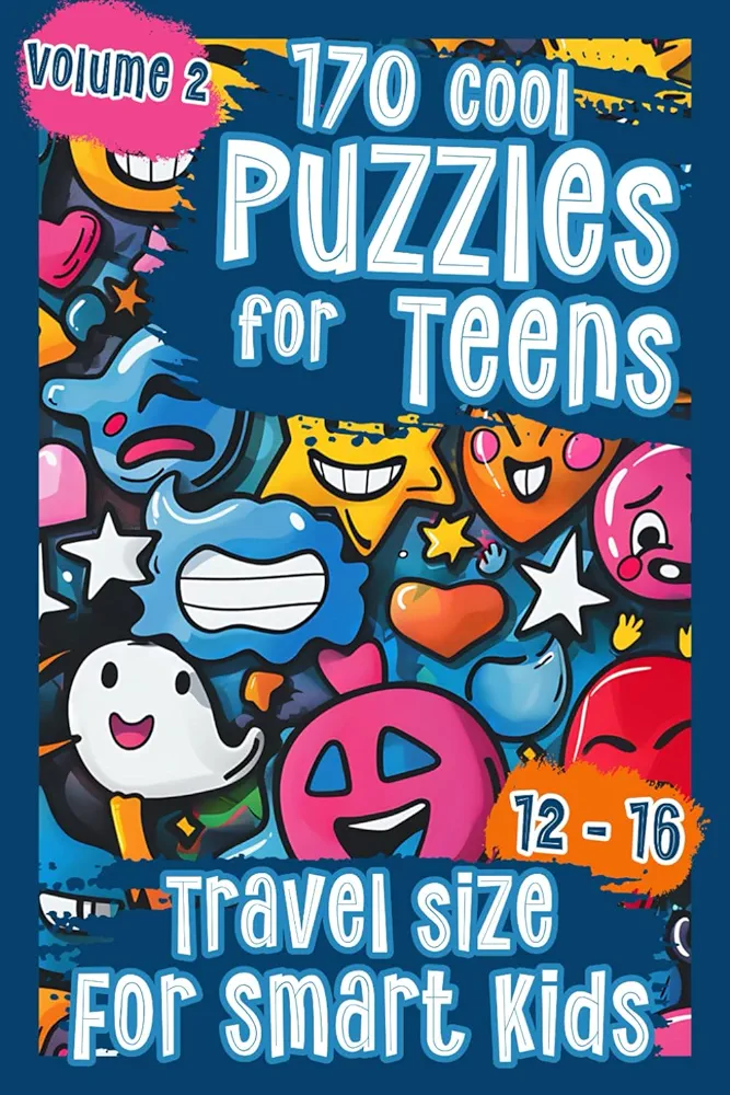 Puzzle Book for Teens 12-16: 170 Travel Sized Riddles with Logic Puzzles, Quizzes, Word Search, Cryptograms, Mazes, Crosswords & More for Smart Kids