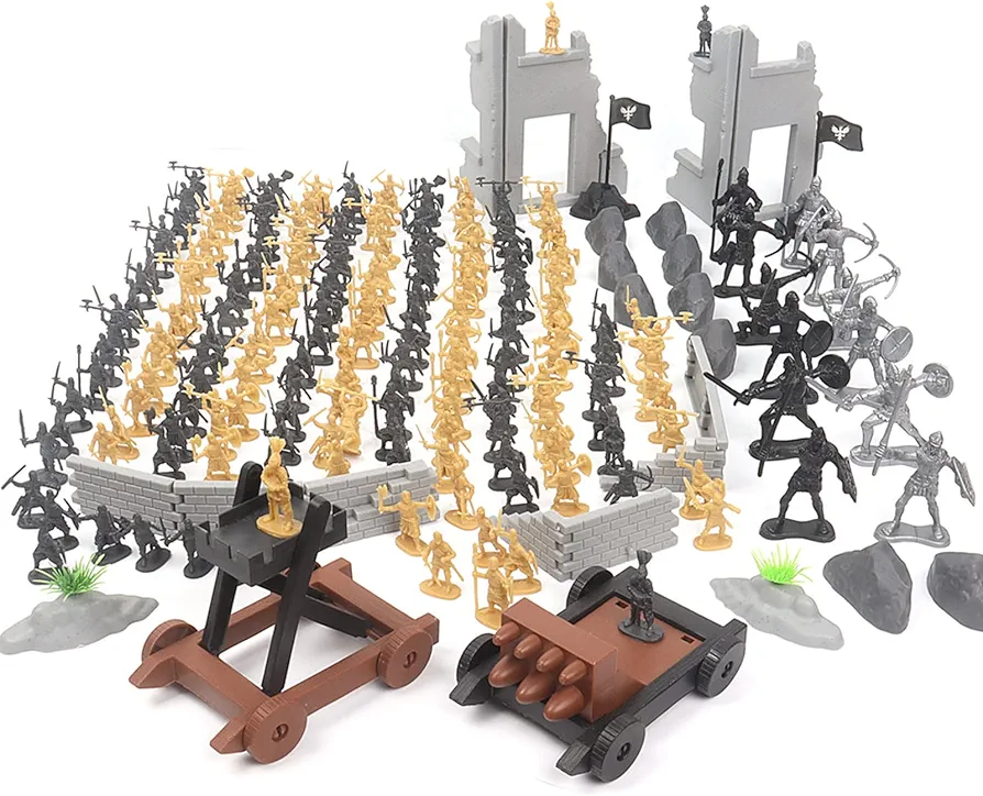 Toy Soldiers Medieval Plastic Knight Action Figure Castle Playset Classic Army Men Military Toys Mini Ancient Soldiers Warriors 250PCS with Carrying Bags