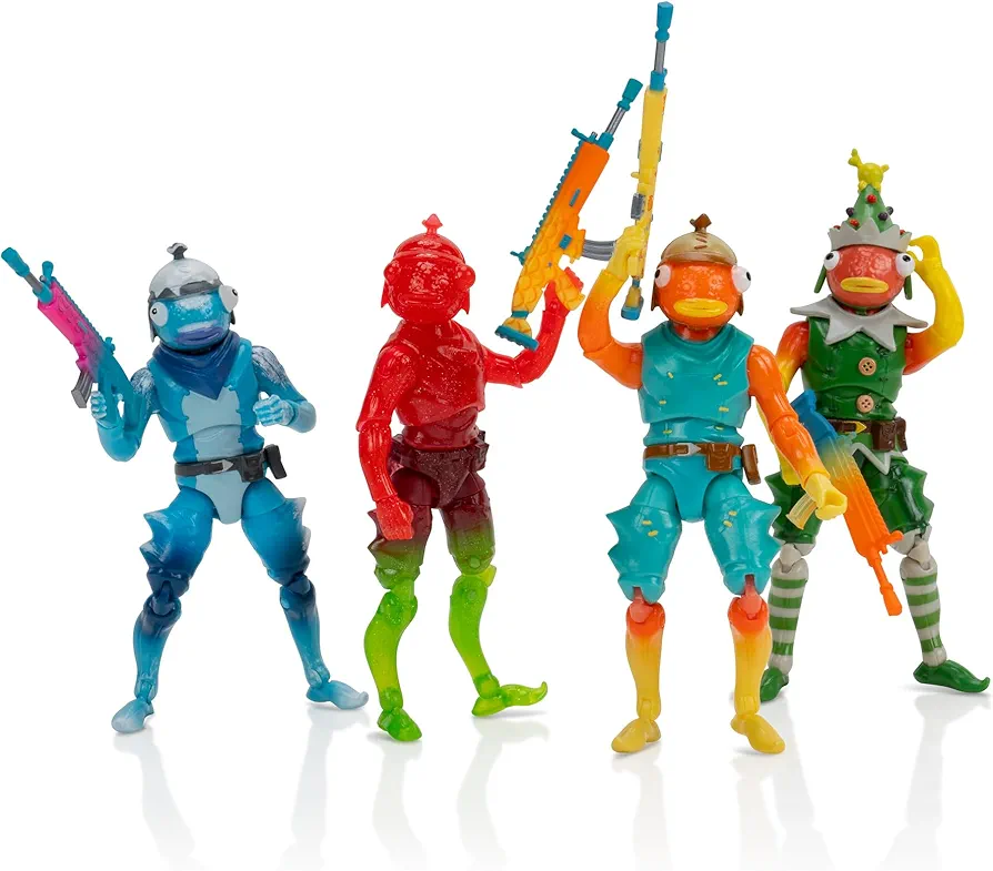 Fortnite Frozen Fishstick Four Pack - Four 4-inch Articulated Figures with Back Bling and Weapon Accessories