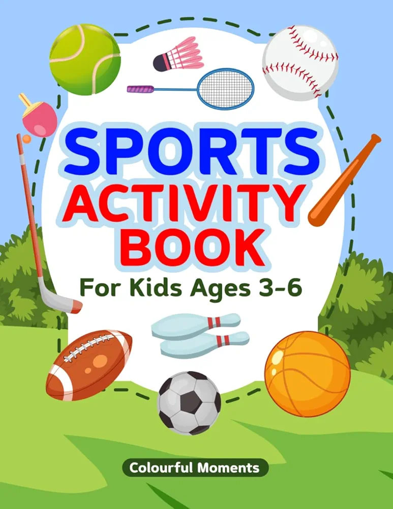 Sports Activity Book For Kids Ages 3-6 | Includes Mazes, Colouring, Puzzles, Draw Letters, Match the Shadows and more!