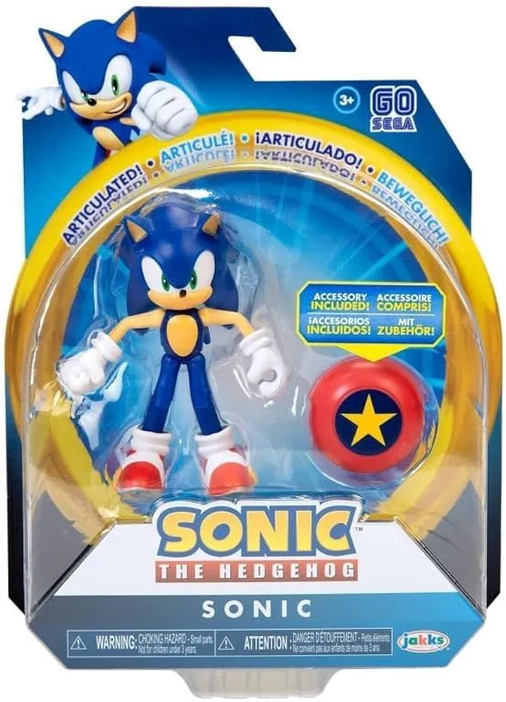 Sonic The Hedgehog 4" Articulated Action Figure Collection (Choose Figure) (Sonic with Star Spring)