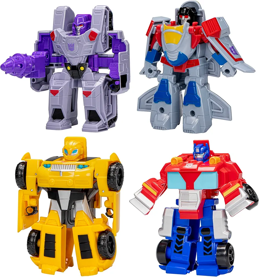 Transformers Toys Heroes vs Villains 4-Pack, Autobot and Decepticon 4.5-Inch Action Figures, Preschool Robot Toys for Kids Ages 3 and Up