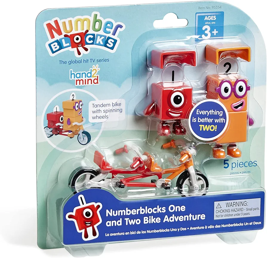 hand2mind Numberblocks One and Two Bike Adventure, Cartoon Action Figure Set, Toy Figures, Toy Vehicle Playsets, Small Figurines for Kids, Number Toys, Math Toys for Kids 3-5, Birthday Gifts for Kids