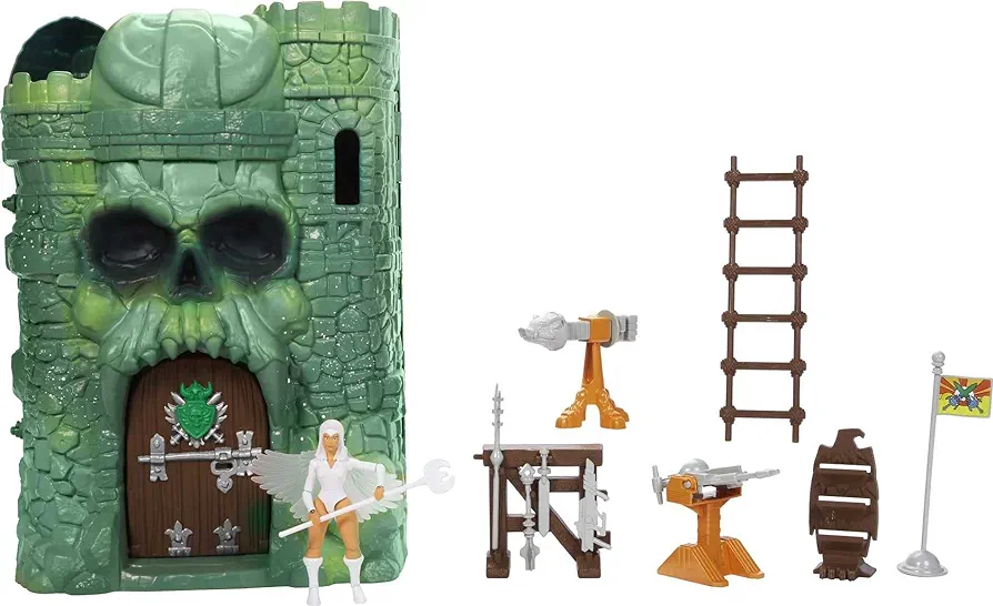 Masters of the Universe Origins Playset & Action Figure, Castle Grayskull with Scorceress, MOTU Toy, 4 Rooms, Trap Door & Elevator