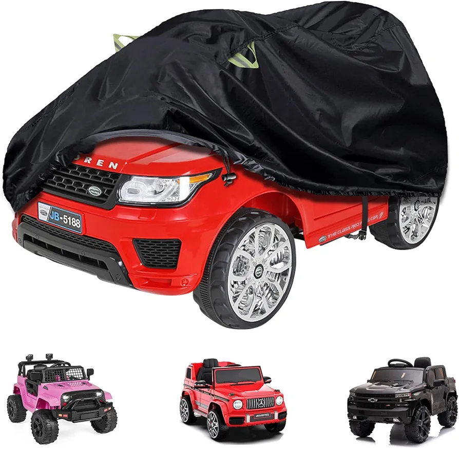 Kids Ride On Toy Car Cover，600D Large Waterproof Cover for Power Wheels Jeep Truck All Season Protection Kids Electric Car from Sun, Wind, Rain, Snow - Universal Fit（Black）