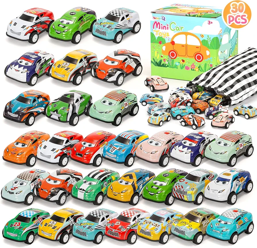 Toy Cars for Kids Ages 4-8, 30Pcs Pull Back Cars Playses with Storage Bags, Race Car Party Favors for Toddler Boys Girls Treasure Box Prizes Rewards Mini Toys