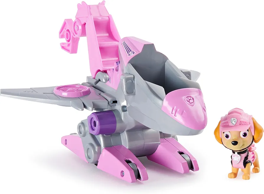 PAW PATROL, Dino Rescue Skye’s Deluxe Rev Up Vehicle with Mystery Dinosaur Figure