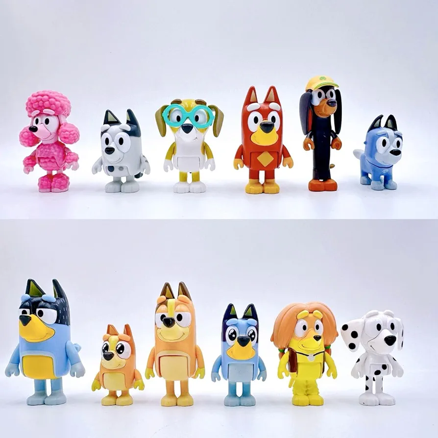 12 Pcs Wolfs-blueyee Family & Friends Action Figures Toys playset Joint Movable Figures Wolves Action Figures for Party Supplies, Gifts, Cake & Room Decoration 2.5 Inch – 3.54 Inch