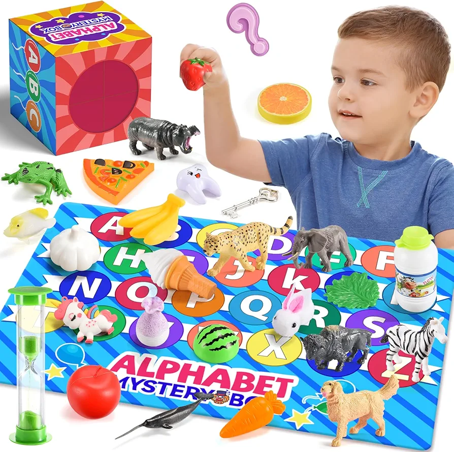 Alphabet Learning Toy for Kids Age 3 4 5 6 7 8 Year Old,26 PCS Alphabet Mystery Box Sensory Toys Letter Matching Game Montessori Educational Toy Preschool Kindergarten Gift for Toddlers Ages 3-8