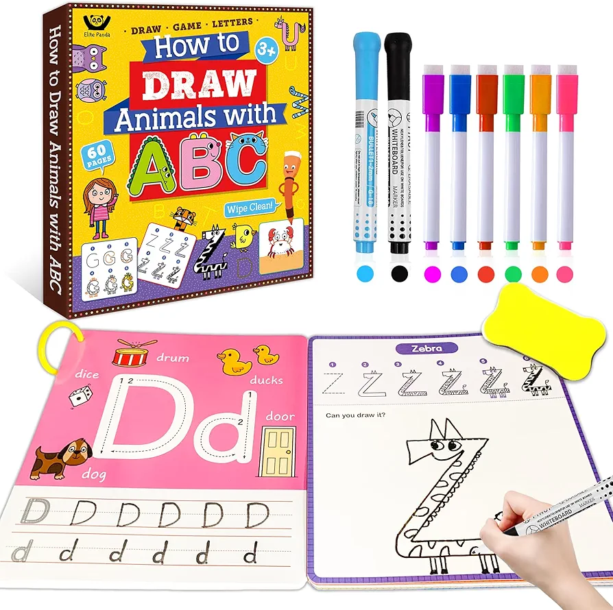 Preschool Learning Activities How to Draw with Alphabet, Letters Tracing Book for Kids Ages 3-5 Toddler Educational Game Coloring Kit Art Craft Supplies Toy Gifts Boy Girl 4-6 Years Old