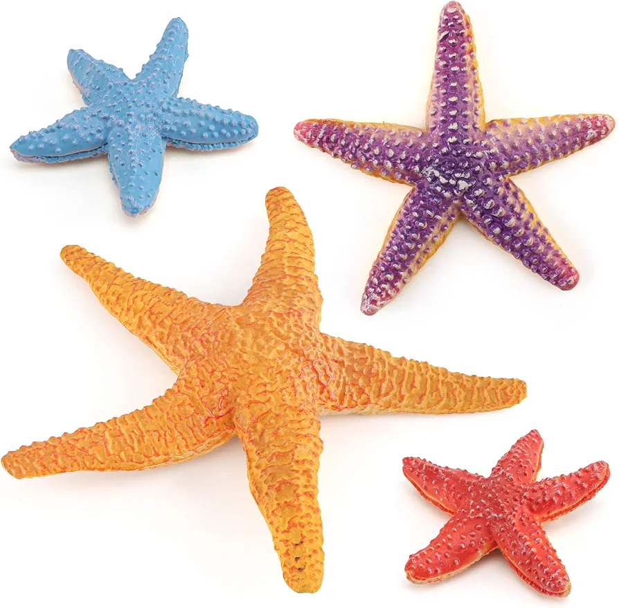 Ocean Sea Marine Animal Figure Toys Playsets 4 PCS Starfish Model Toy Desktop Decoration Collection Party Favors Toys for Boys Girls Kids